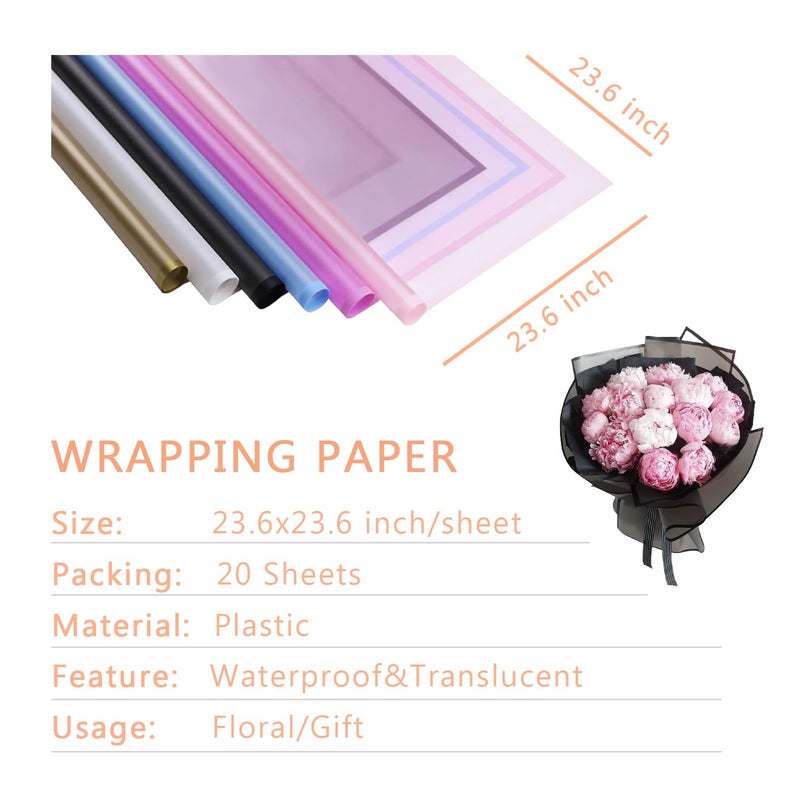 BBJ WRAPS Silver Flower Wrapping Paper, Waterproof Floral Bouquet Wrapping Paper Florist Supplies, 20 Sheets - Image 5